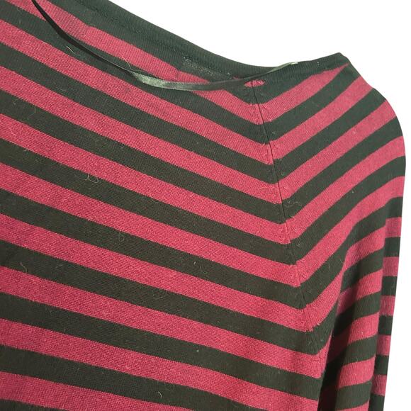 Karen Scott Knit Jersey Striped XXL Button Accents Burg/Black Nautical Stretchy - Picture 6 of 7